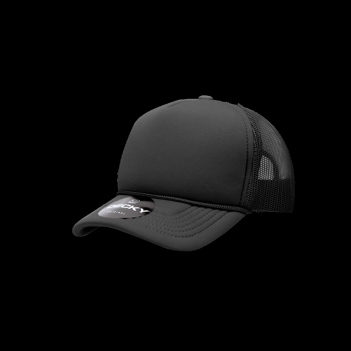7010-1BLK Youth 5 Panel Mid Profile Structured Foam Trucker Cap, Black - One Size Fits Most