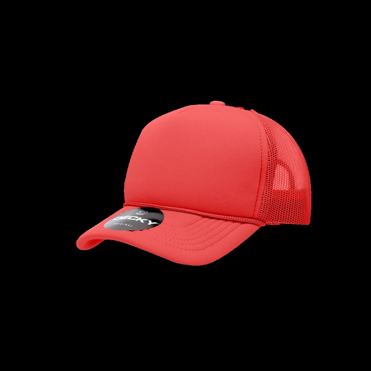 7010-1RED Youth 5 Panel Mid Profile Structured Foam Trucker Cap, Red - One Size Fits Most