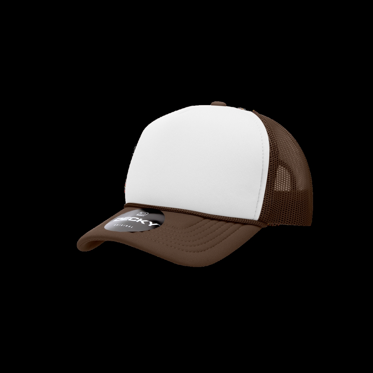 7010-5BRNWHTBRN Youth 5 Panel Mid Profile Structured Foam Trucker Cap, Brown & White - One Size Fits Most