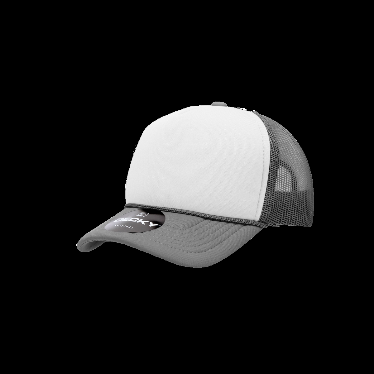 7010-5CHAWHTCHA Youth 5 Panel Mid Profile Structured Foam Trucker Cap, Charcoal & White - One Size Fits Most
