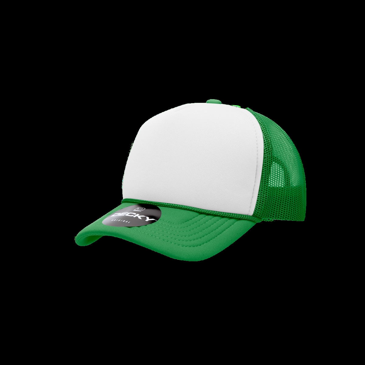 7010-5KELWHTKEL Youth 5 Panel Mid Profile Structured Foam Trucker Cap, Kelly & White - One Size Fits Most