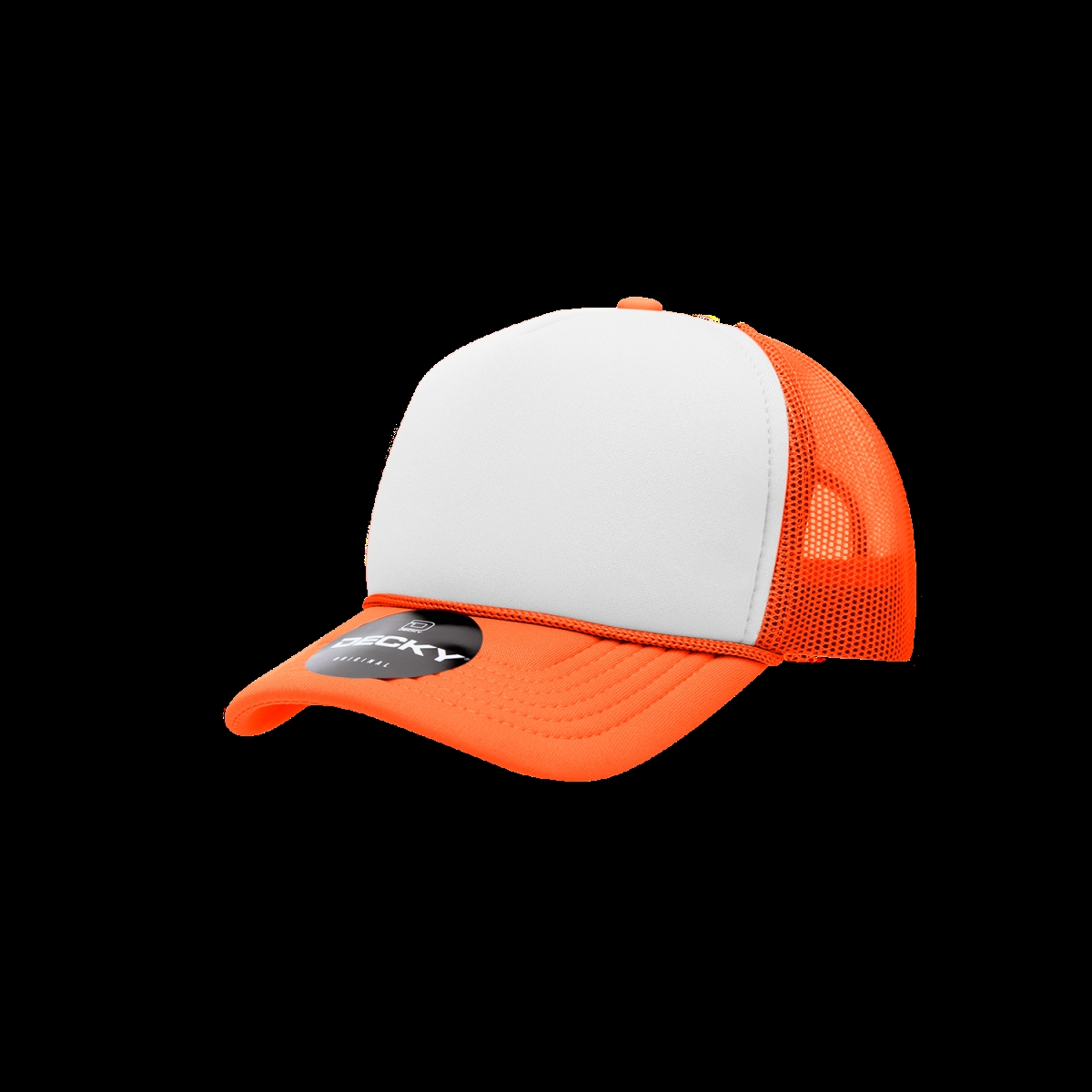 7010-5ORNWHTORN Youth 5 Panel Mid Profile Structured Foam Trucker Cap, Orange & White - One Size Fits Most