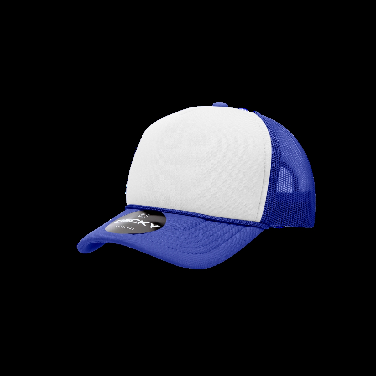 7010-5RYLWHTRYL Youth 5 Panel Mid Profile Structured Foam Trucker Cap, Royal & White - One Size Fits Most