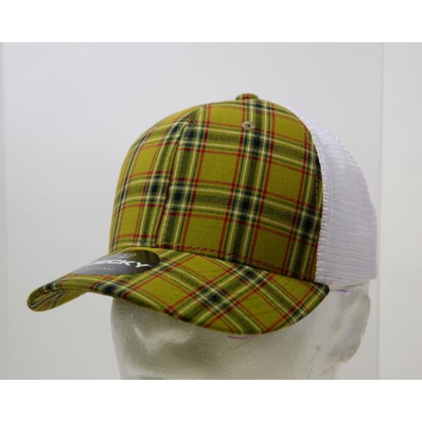 6017-207 6 Panel Mid Profile Structured Plaid Trucker Hat, 207-White - One Size Fits Most
