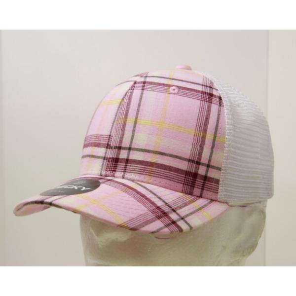 6017-209 6 Panel Mid Profile Structured Plaid Trucker Hat, 209-White - One Size Fits Most