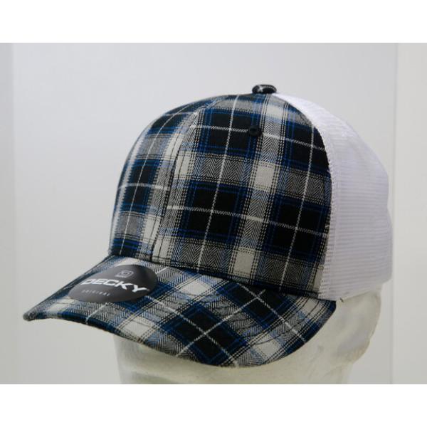 6017-212 6 Panel Mid Profile Structured Plaid Trucker Hat, 212-White - One Size Fits Most