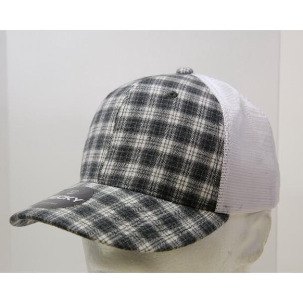 6017-214 6 Panel Mid Profile Structured Plaid Trucker Hat, 214-White - One Size Fits Most