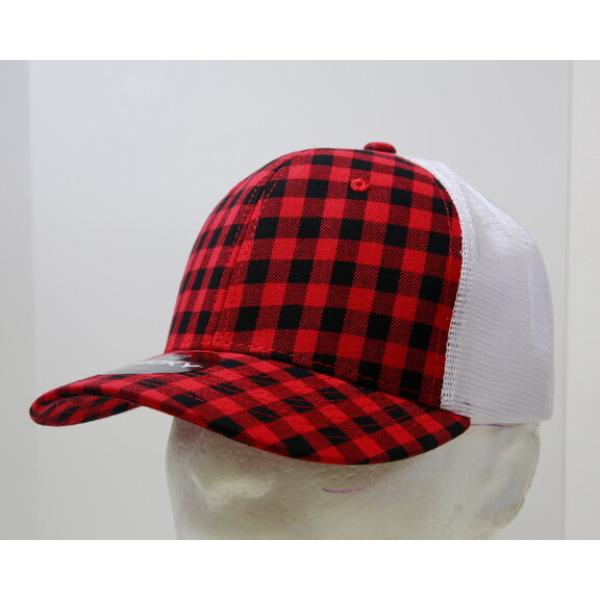 6017-216 6 Panel Mid Profile Structured Plaid Trucker Hat, 216-White - One Size Fits Most