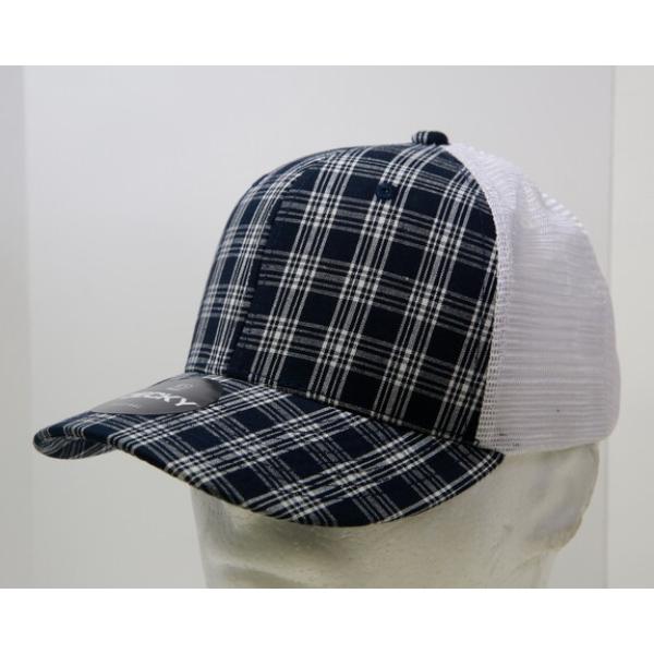 6017-217 6 Panel Mid Profile Structured Plaid Trucker Hat, 217-White - One Size Fits Most