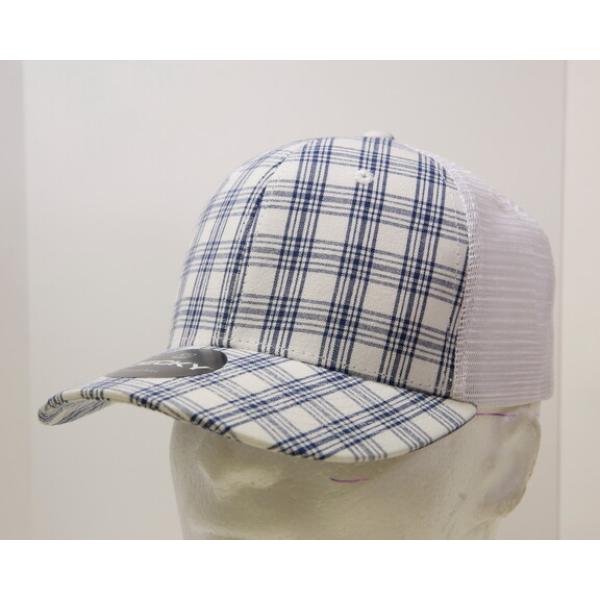 6017-219 6 Panel Mid Profile Structured Plaid Trucker Hat, 219-White - One Size Fits Most
