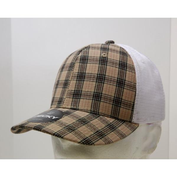 6017-222 6 Panel Mid Profile Structured Plaid Trucker Hat, 222-White - One Size Fits Most