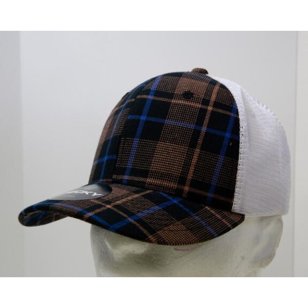6017-225 6 Panel Mid Profile Structured Plaid Trucker Hat, 225-White - One Size Fits Most