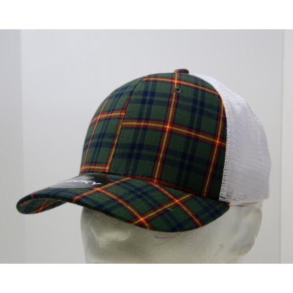 6017-230 6 Panel Mid Profile Structured Plaid Trucker Hat, 230-White - One Size Fits Most