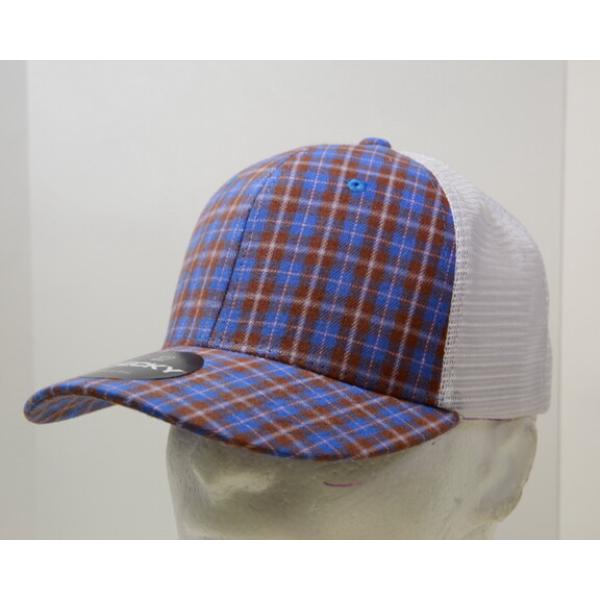 6017-231 6 Panel Mid Profile Structured Plaid Trucker Hat, 231-White - One Size Fits Most