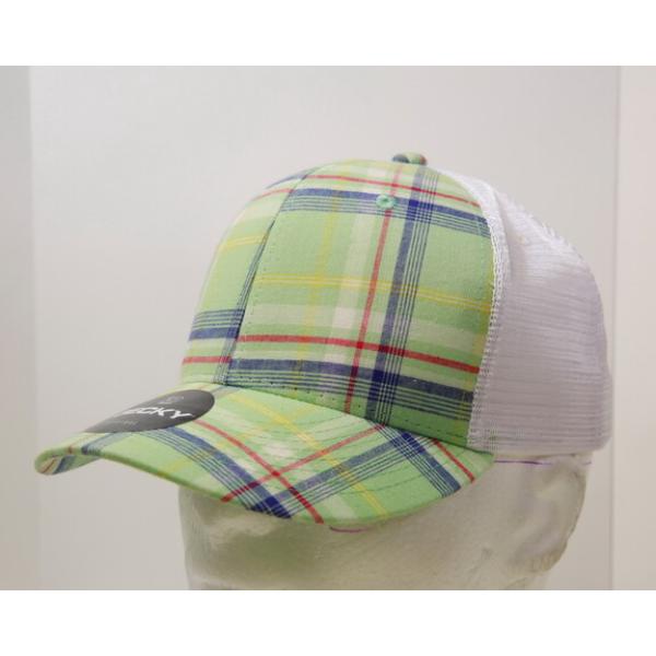 6017-232 6 Panel Mid Profile Structured Plaid Trucker Hat, 232-White - One Size Fits Most