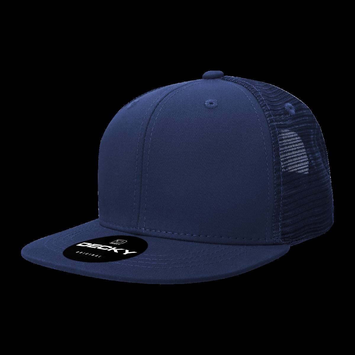 1052-1NVY 6 Panel High Profile Structured Acrylic & Polyester Trucker Cap, Navy - One Size Fits Most