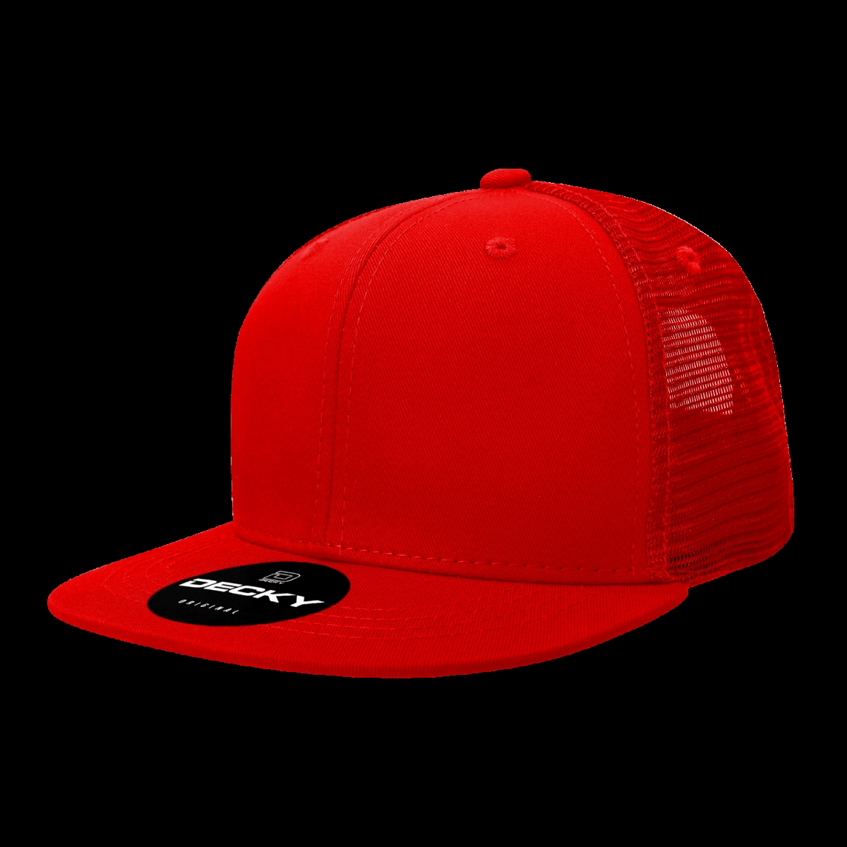 1052-1RED 6 Panel High Profile Structured Acrylic & Polyester Trucker Cap, Red - One Size Fits Most