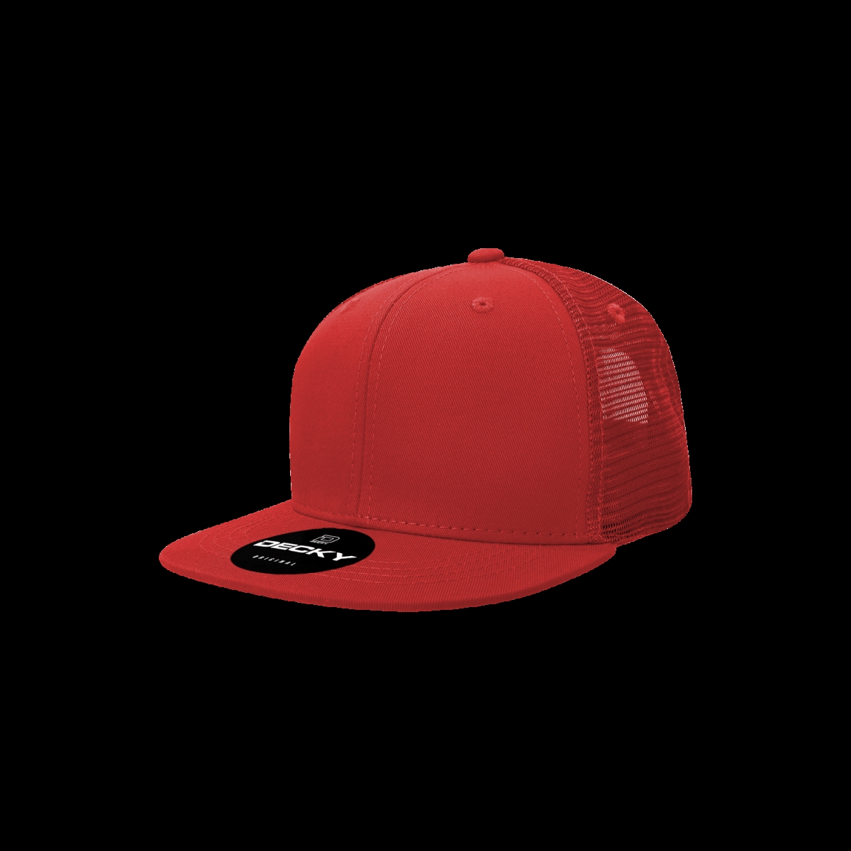 5010-1RED Youth 6 Panel High Profile Structured Cotton Trucker Hat, Red - One Size Fits Most