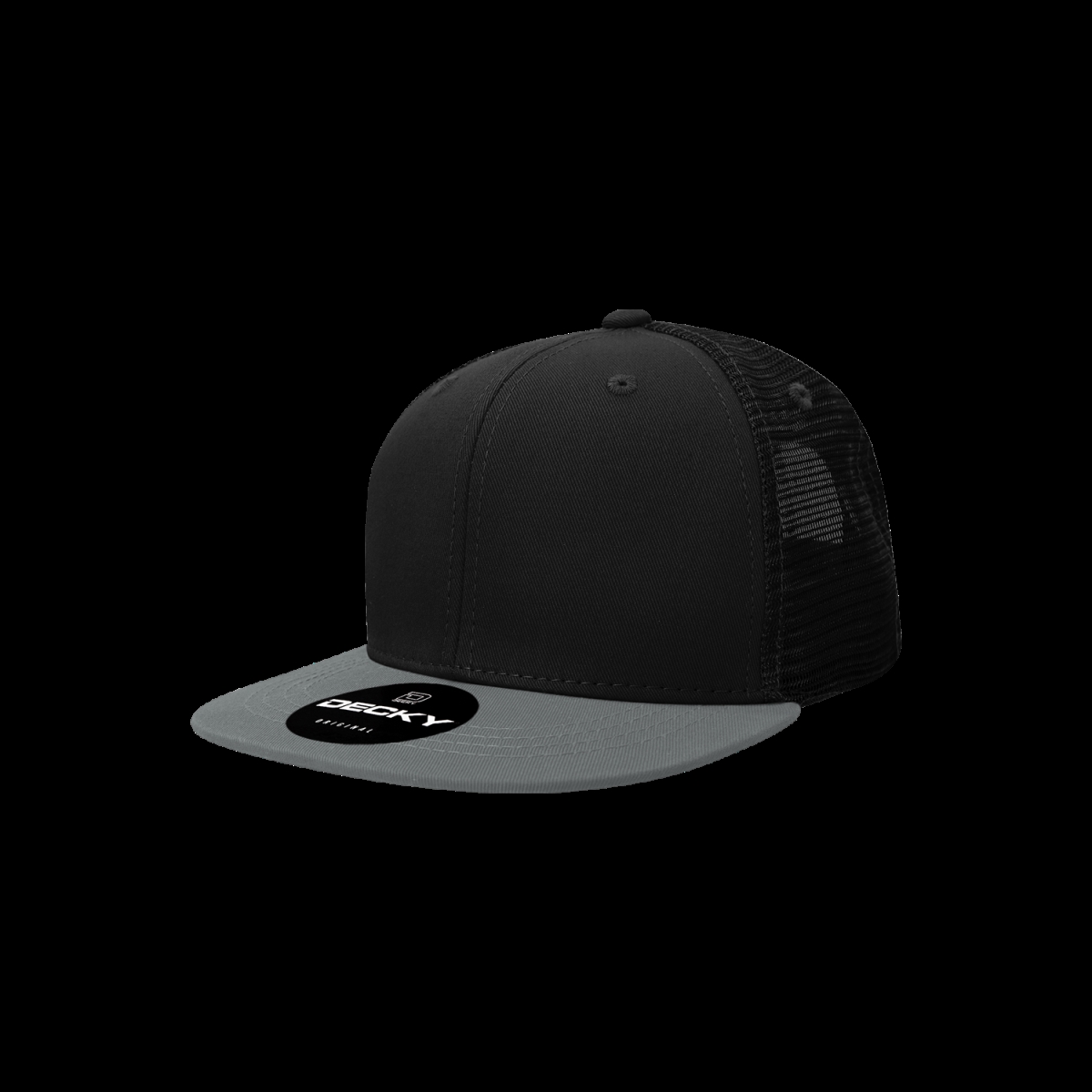 5010-2BLKCHA Youth 6 Panel High Profile Structured Cotton Trucker Hat, Black & Charcoal - One Size Fits Most