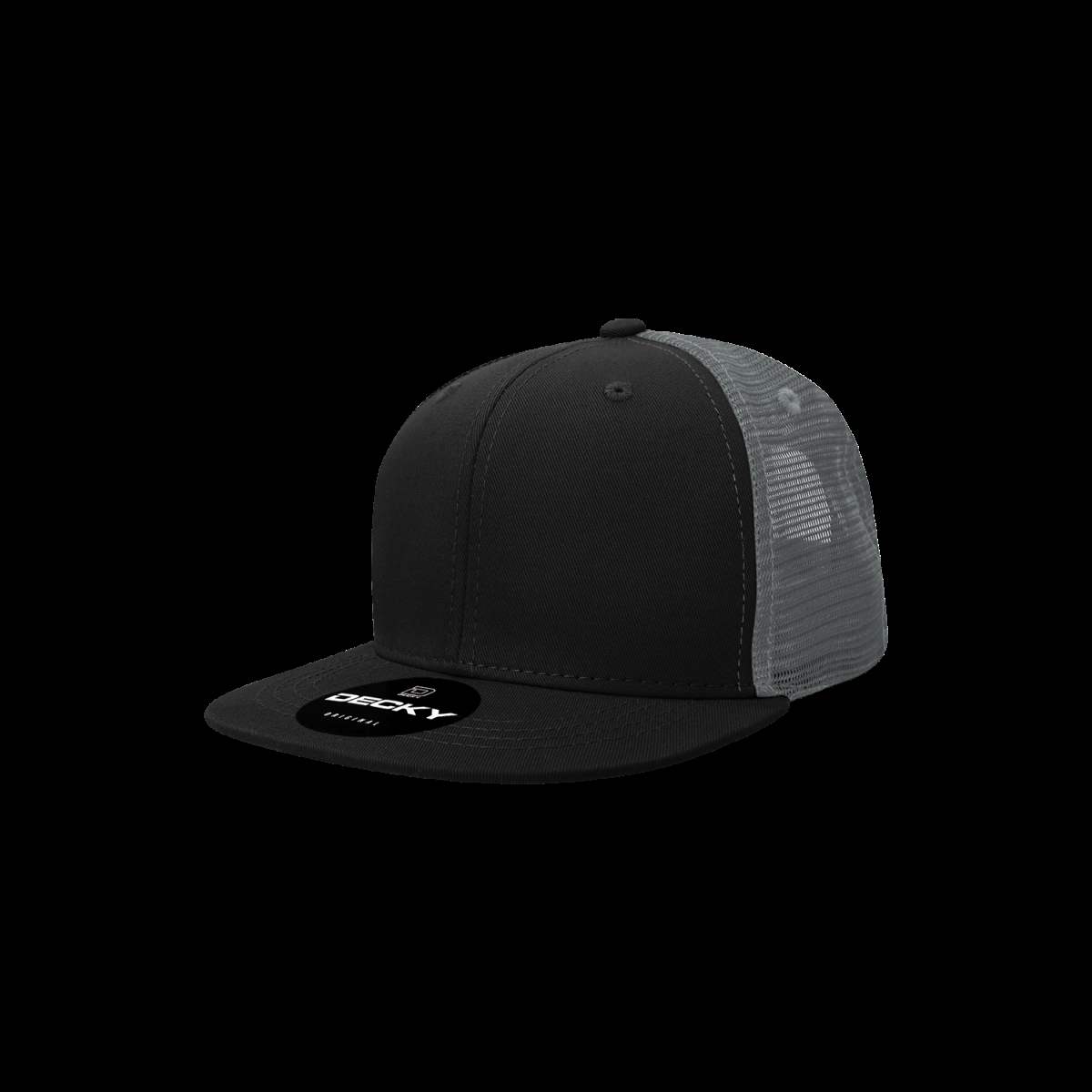 5010-4BLKCHA Youth 6 Panel High Profile Structured Cotton Trucker Hat, Black & Charcoal - One Size Fits Most