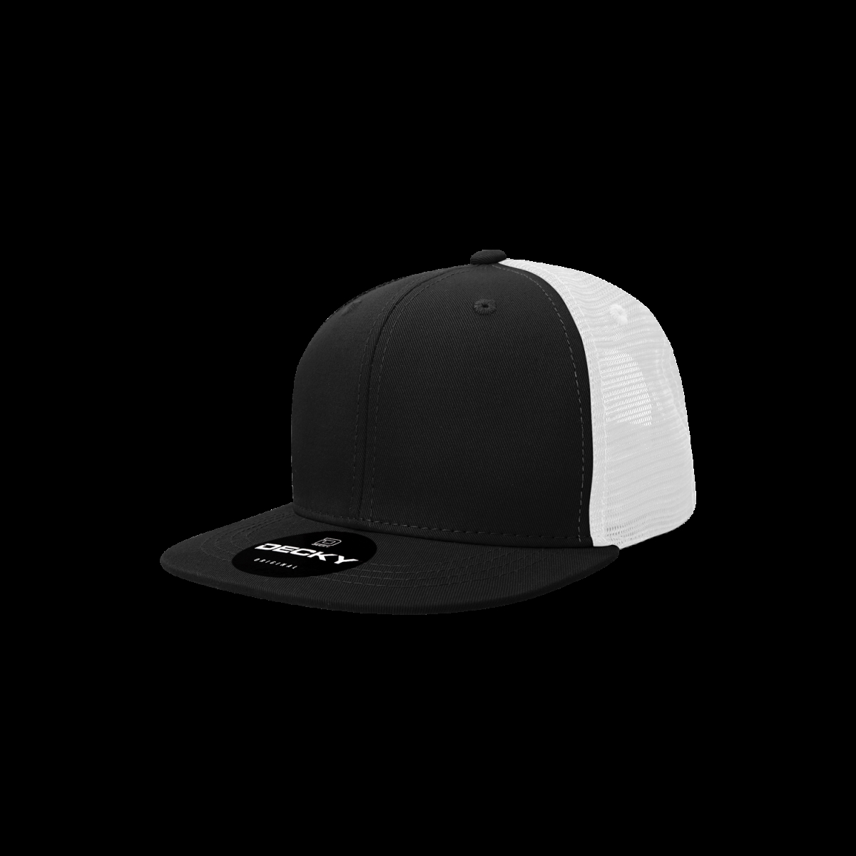 5010-4BLKWHT Youth 6 Panel High Profile Structured Cotton Trucker Hat, Black & White - One Size Fits Most