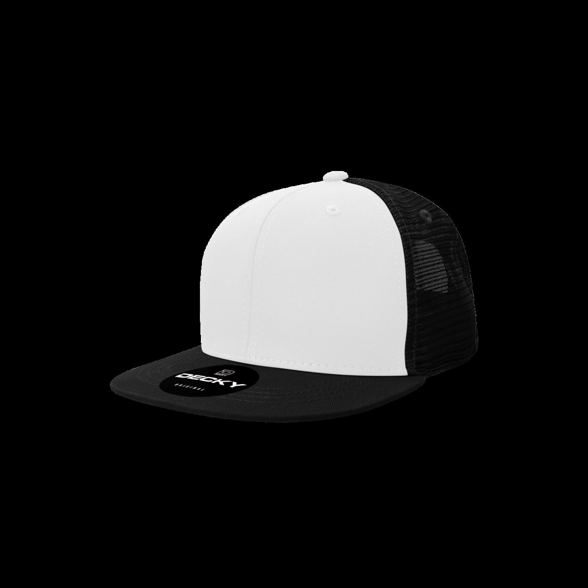 5010-5BLKWHTBLK Youth 6 Panel High Profile Structured Cotton Trucker Hat, Black & White & Black - One Size Fits Most