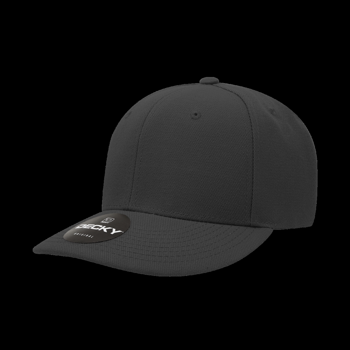 207-1BLK 6 Panel Mid Profile Structured Acrylic & Polyester Cap, Black - One Size Fits Most