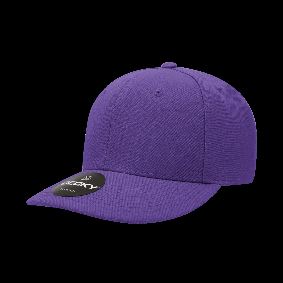 207-1PUR 6 Panel Mid Profile Structured Acrylic & Polyester Cap, Purple - One Size Fits Most