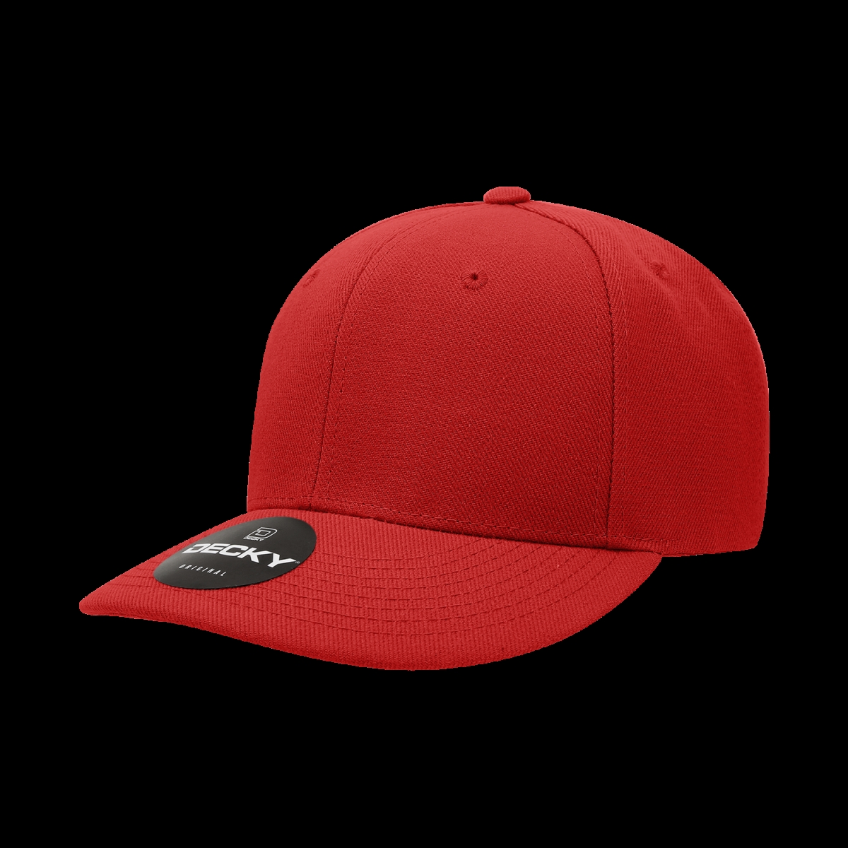 207-1RED 6 Panel Mid Profile Structured Acrylic & Polyester Cap, Red - One Size Fits Most