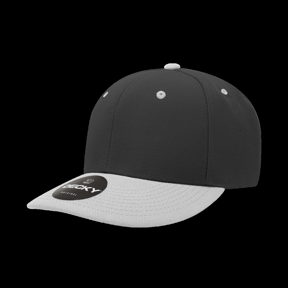207-2BLKGRY 6 Panel Mid Profile Structured Acrylic & Polyester Cap, Black & Grey - One Size Fits Most