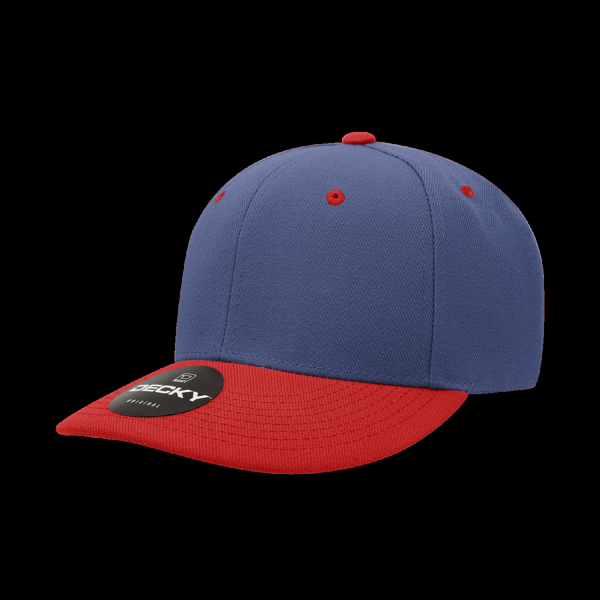 207-2NVYRED 6 Panel Mid Profile Structured Acrylic & Polyester Cap, Navy & Red - One Size Fits Most