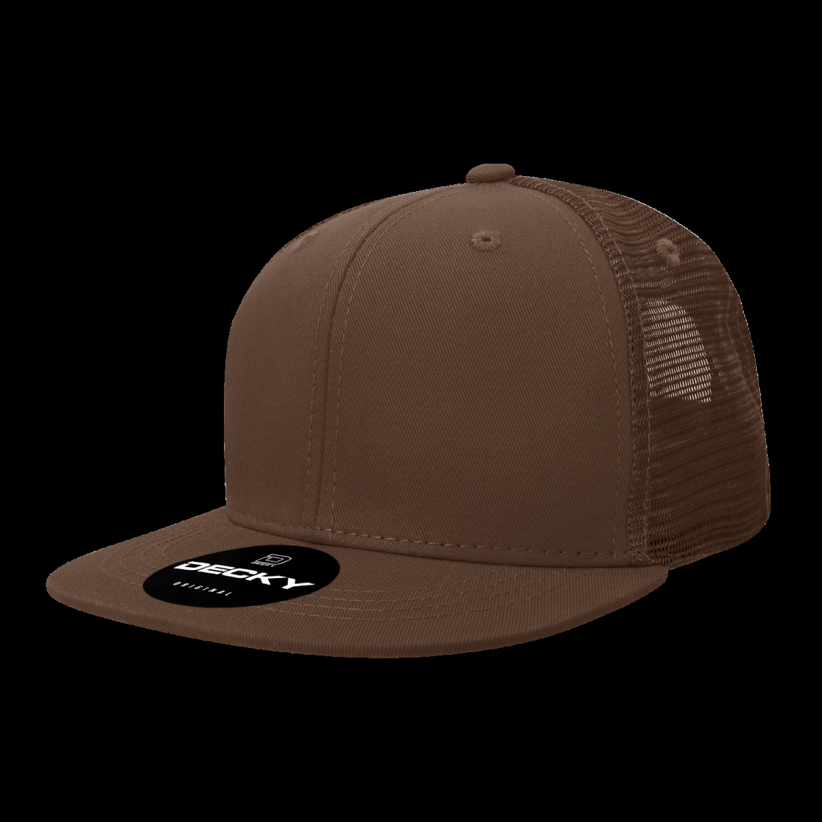 1052-1BRN 6 Panel High Profile Structured Acrylic & Polyester Trucker Cap, Brown - One Size Fits Most