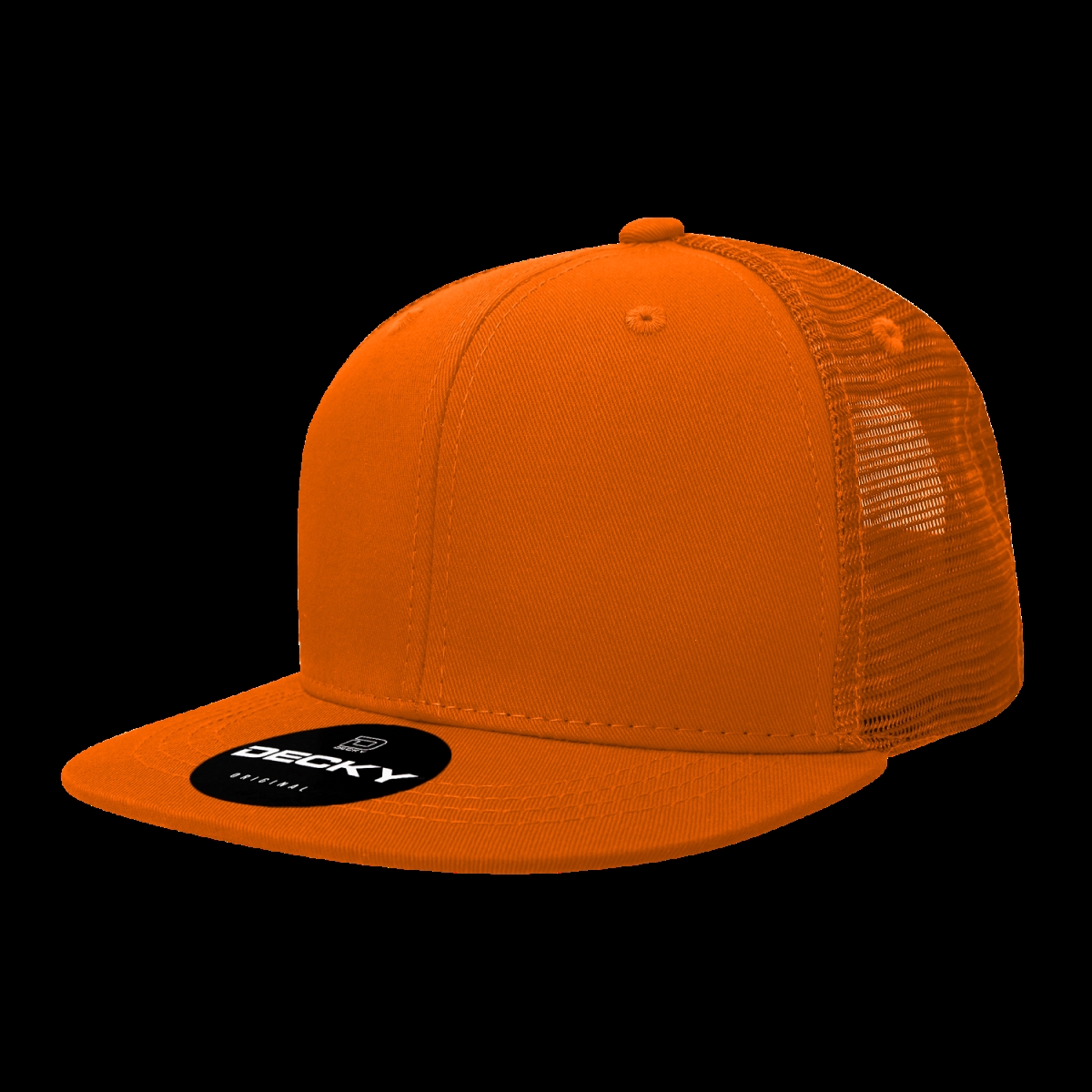 1052-1ORN 6 Panel High Profile Structured Acrylic & Polyester Trucker Cap, Orange - One Size Fits Most