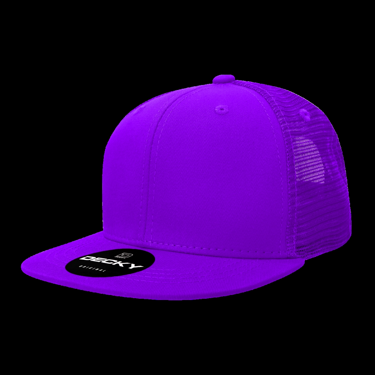 1052-1PUR 6 Panel High Profile Structured Acrylic & Polyester Trucker Cap, Purple - One Size Fits Most