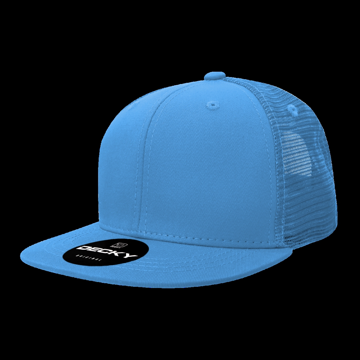 1052-1SKY 6 Panel High Profile Structured Acrylic & Polyester Trucker Cap, Sky - One Size Fits Most