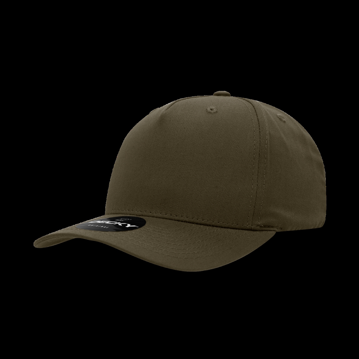 6024-1BRN 5 Panel Mid Profile Structured Cotton Blend Cap, Brown - One Size Fits Most