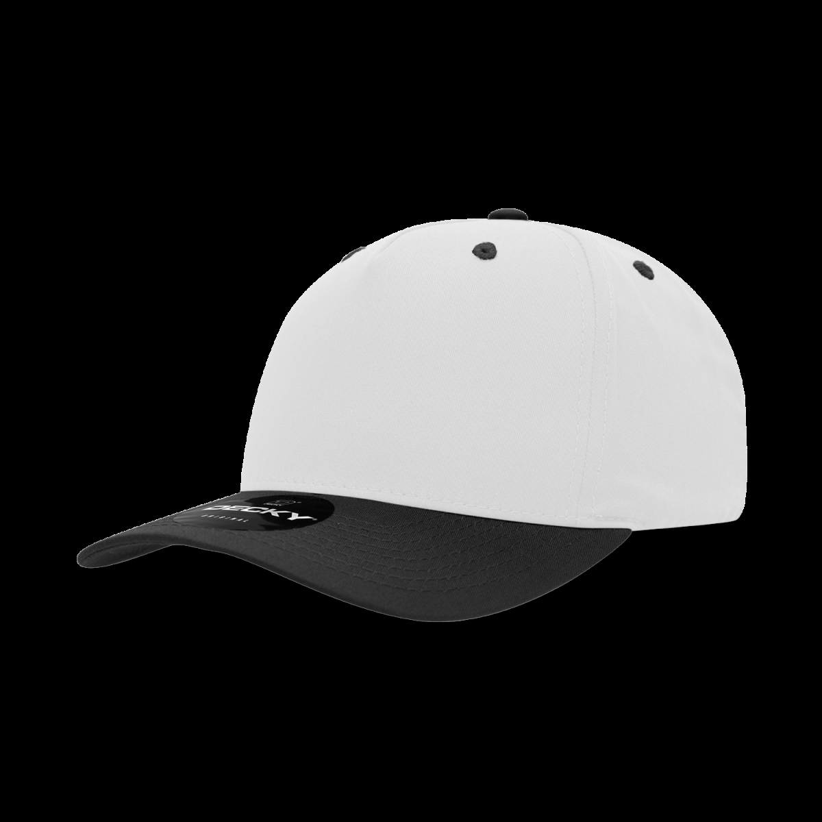 6024-2WHTBLK 5 Panel Mid Profile Structured Cotton Blend Cap, White & Black - One Size Fits Most