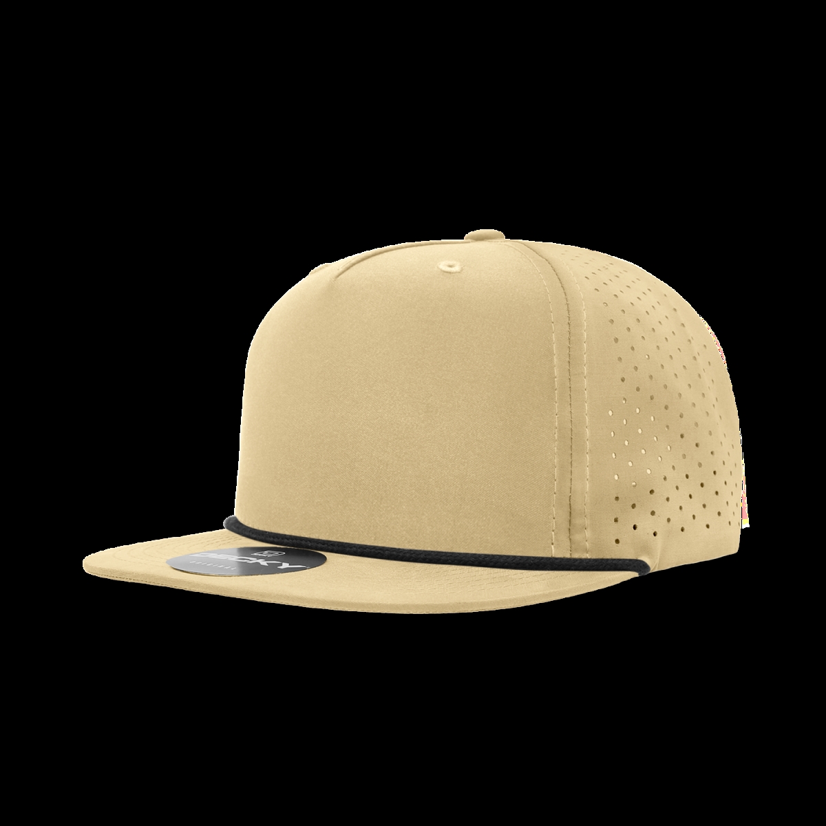 6226-7BIRBLK 5 Panel High Profile Relaxed Perforated Performance Rope Hat, Birch & Black - One Size Fits Most
