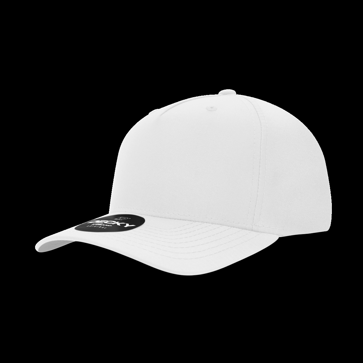 6221-1WHT 5 Panel Mid Profile Structured Performance Cap, White - One Size Fits Most