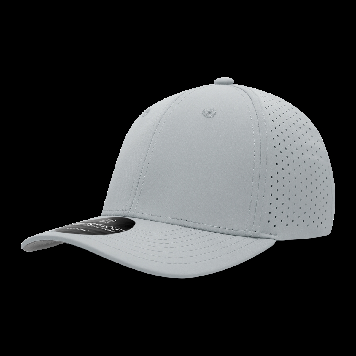 6412-1GRY 6 Panel Mid Prof Perforated Cap, Grey - One Size Fits Most