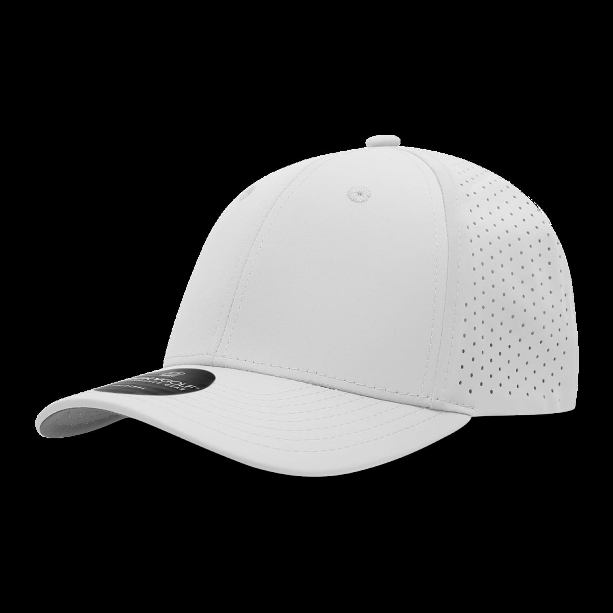 6412-1WHT 6 Panel Mid Prof Perforated Cap, White - One Size Fits Most