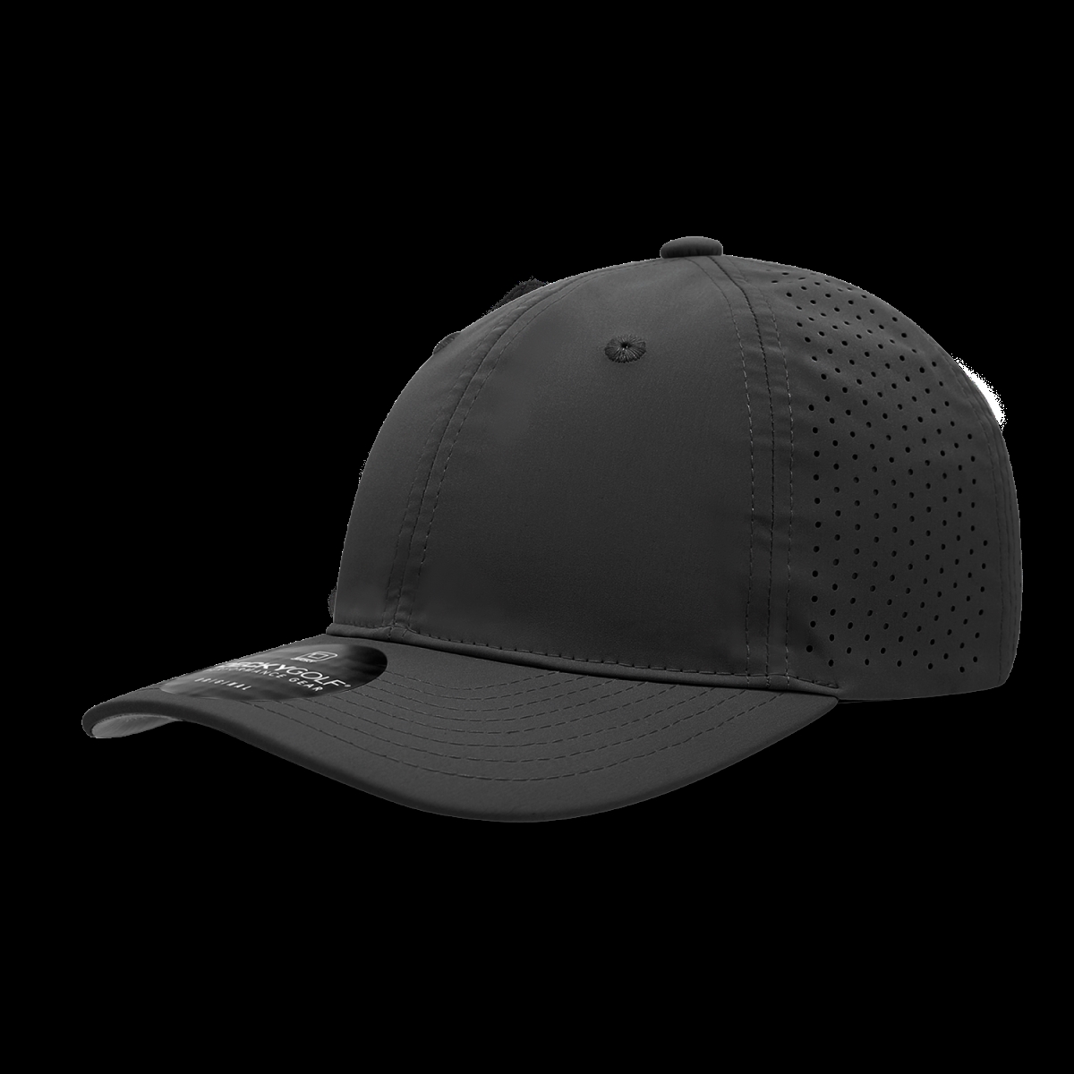 6413-1BLK 6 Panel Relaxed Perforated Cap, Black - One Size Fits Most
