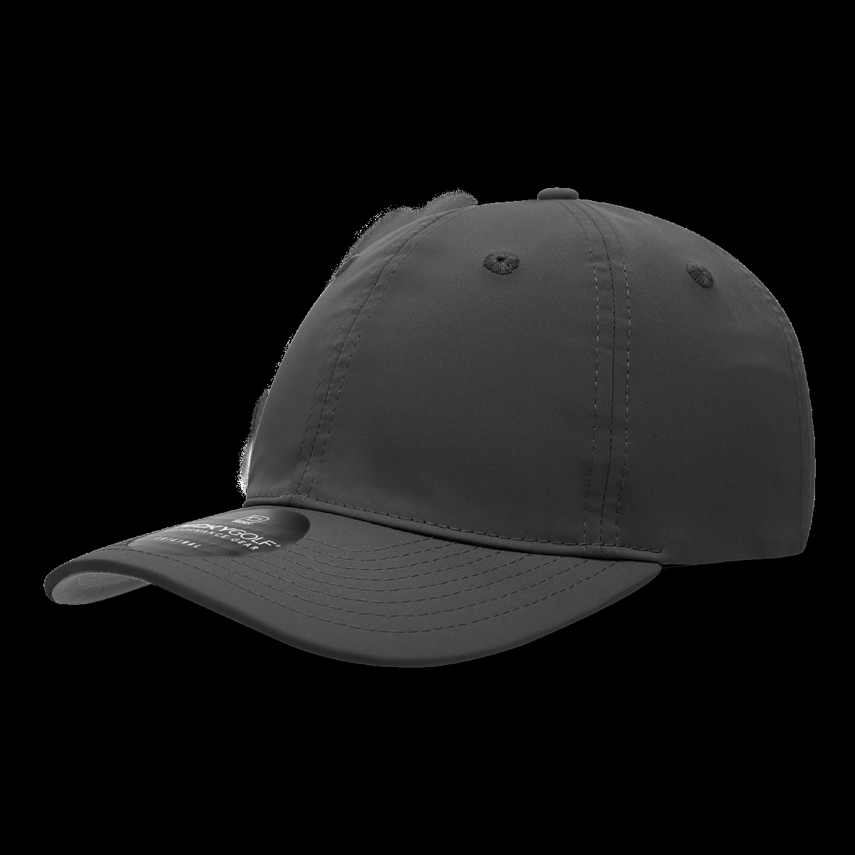 6414-1BLK 6 Panel Mid Profile Relaxed Sleek Cap, Black - One Size Fits Most