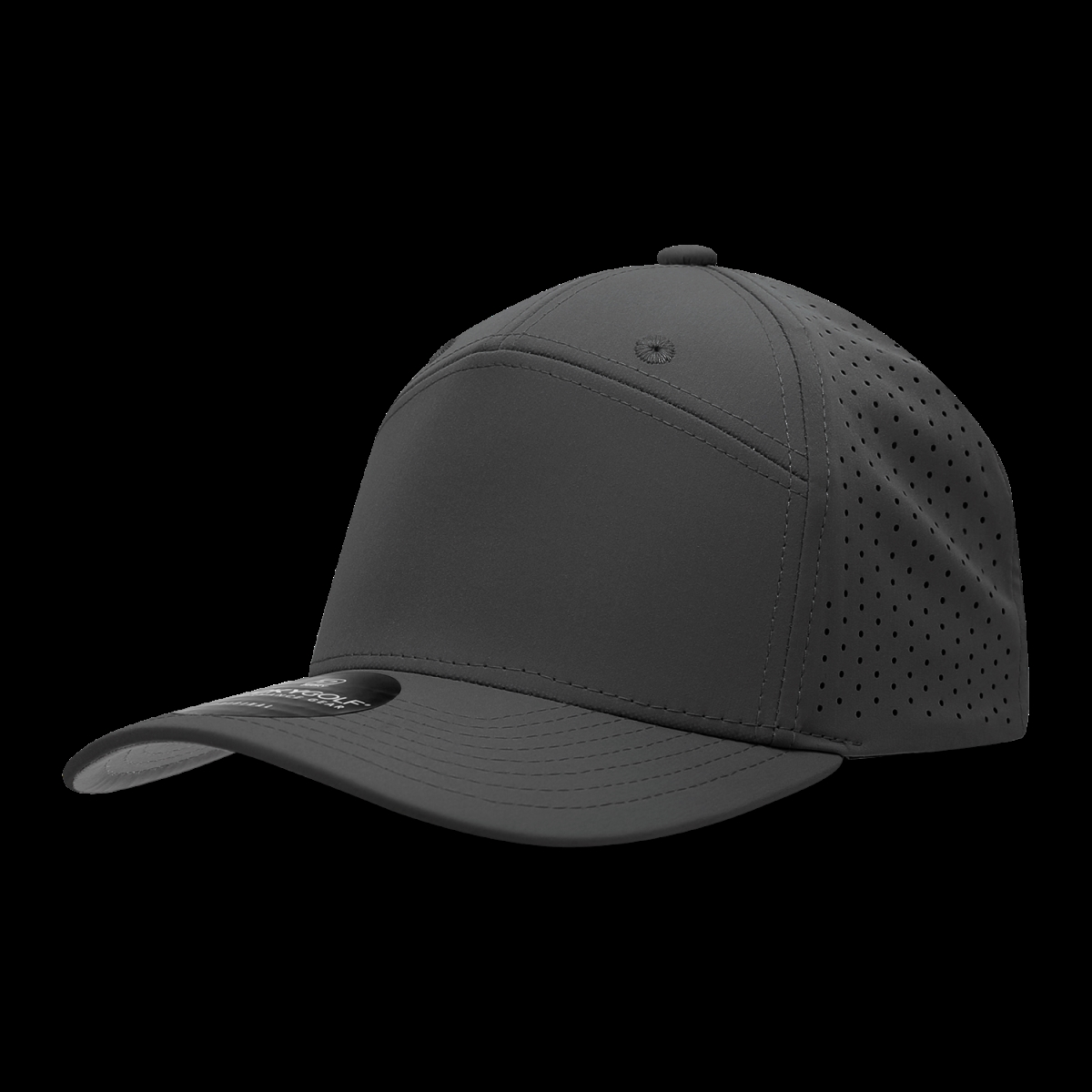 6416-1BLK 7 Panel Perforated Cap, Black - One Size Fits Most