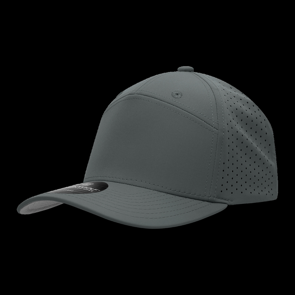 6416-1CHA 7 Panel Perforated Cap, Charcoal - One Size Fits Most