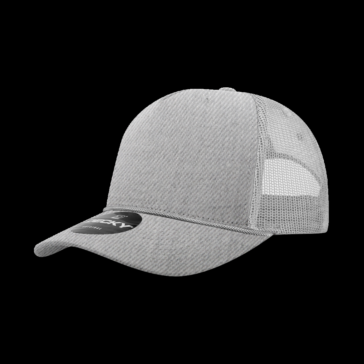 6040-1HGY 5 Panel High Profile Structured Cotton & Poly Blend Trucker Cap with Rope, Heather Grey - One Size Fits Most
