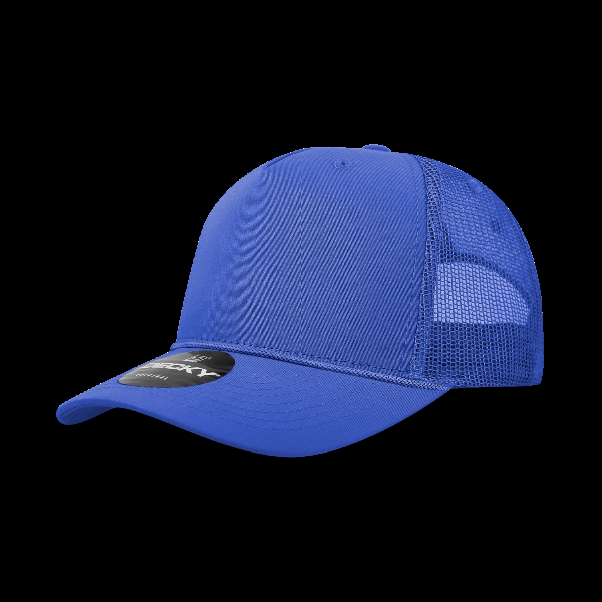 6040-1RYL 5 Panel High Profile Structured Cotton & Poly Blend Trucker Cap with Rope, Royal - One Size Fits Most