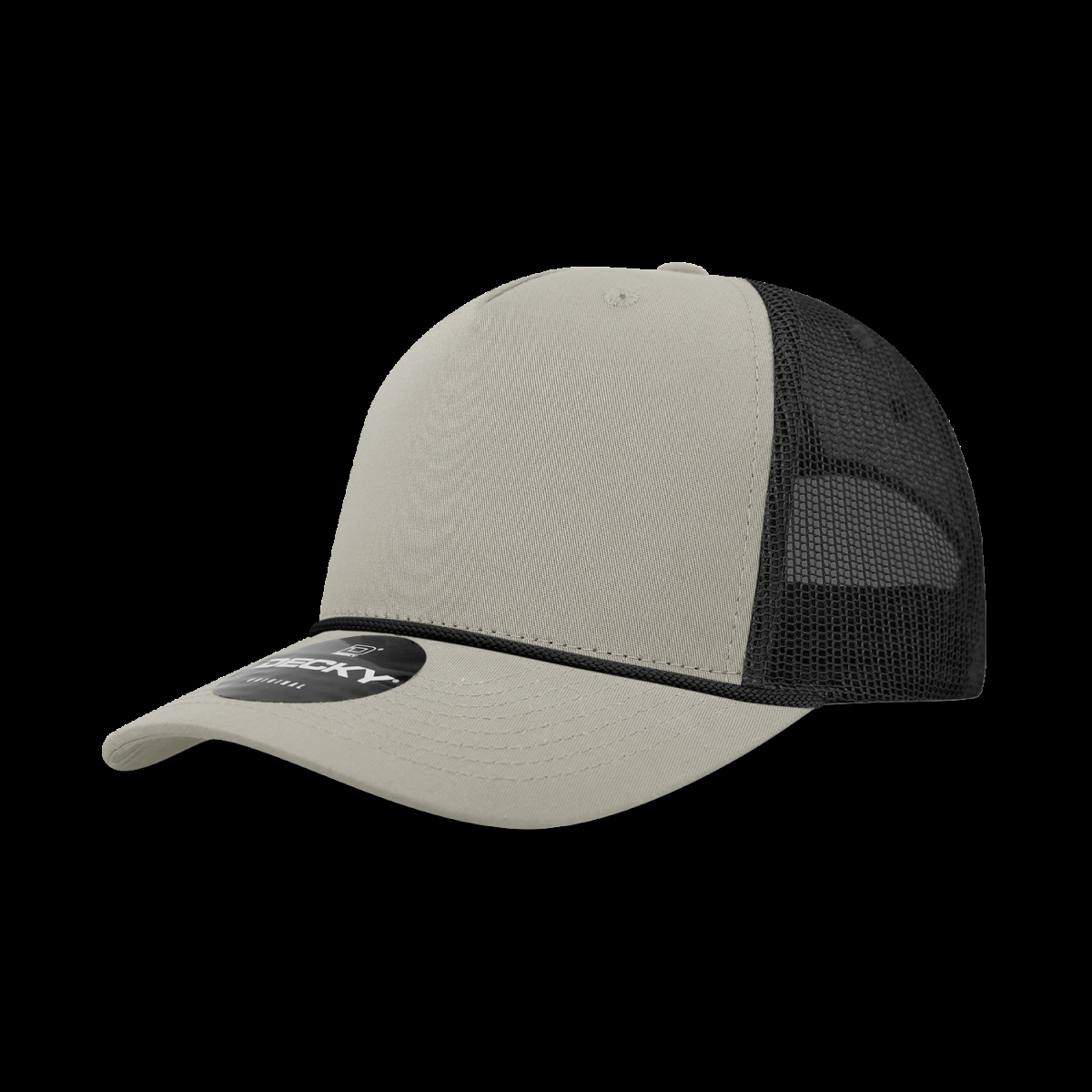 6040-4LODBLK 5 Panel High Profile Structured Cotton & Poly Blend Trucker Cap with Rope, Loden & Black - One Size Fits Most