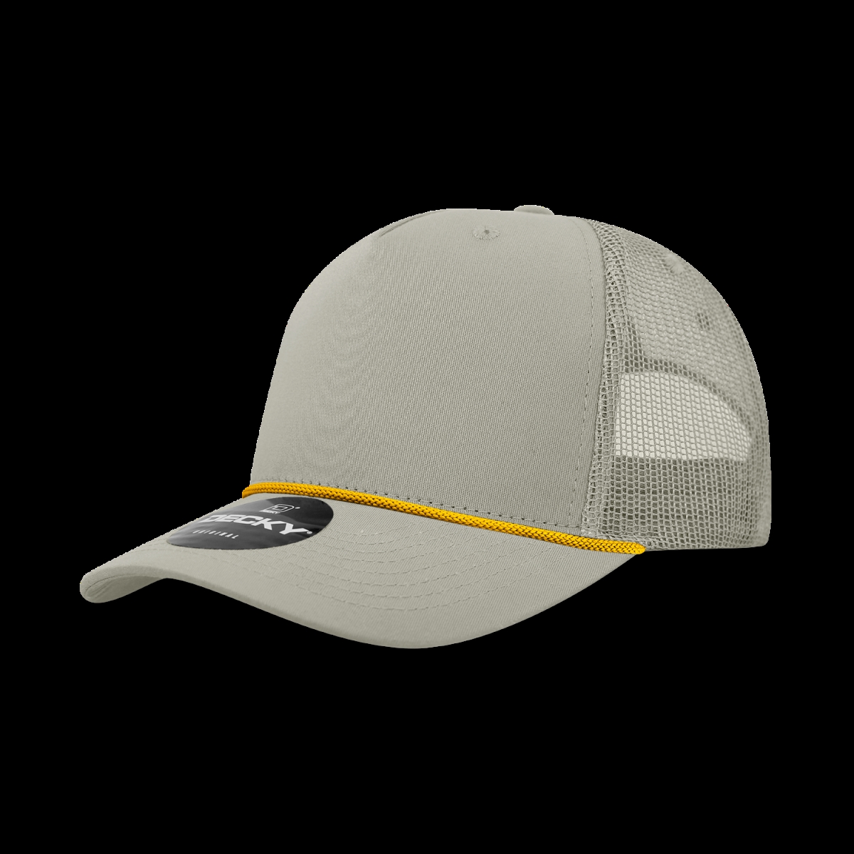 6040-7LODAMB 5 Panel High Profile Structured Cotton & Poly Blend Trucker Cap with Rope, Loden & Amber - One Size Fits Most