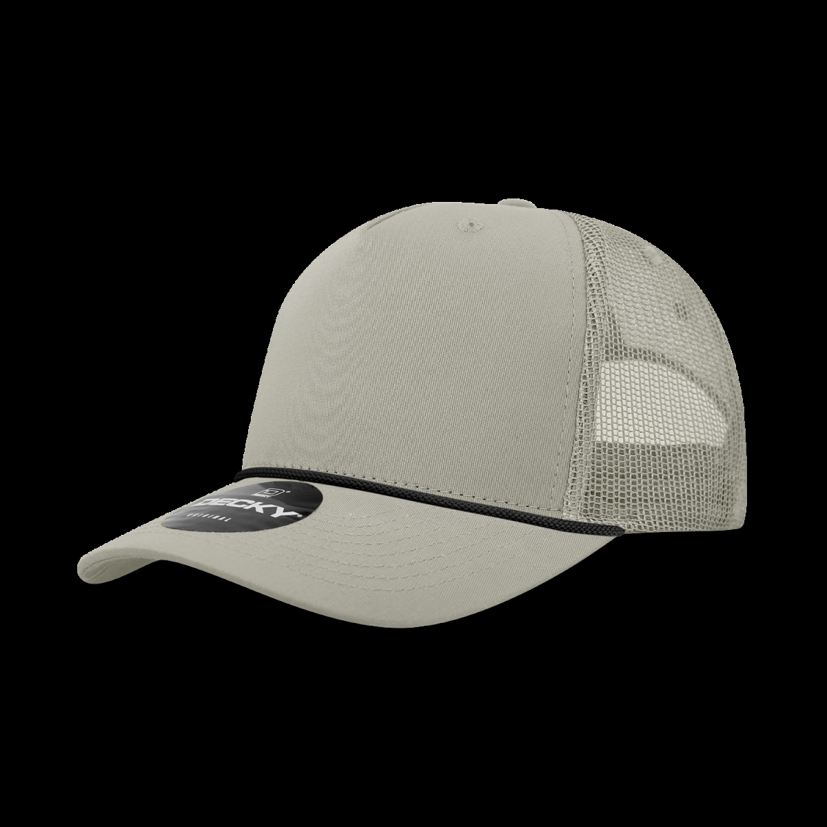 6040-7LODBLK 5 Panel High Profile Structured Cotton & Poly Blend Trucker Cap with Rope, Loden & Black - One Size Fits Most